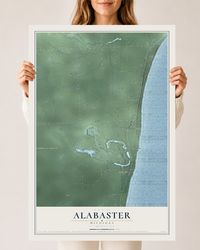 Map of Alabaster, Michigan, 24 x 36 inch unframed archival matte print
