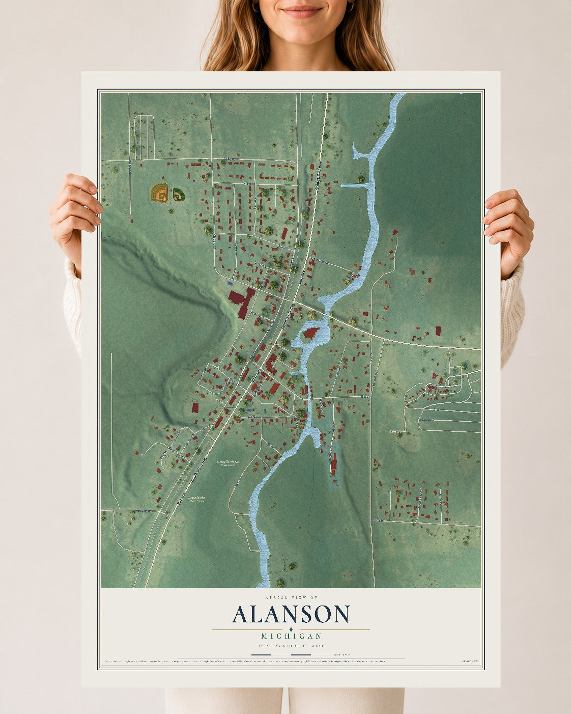 Map of Alanson, Michigan, 24 x 36 inch unframed archival matte print