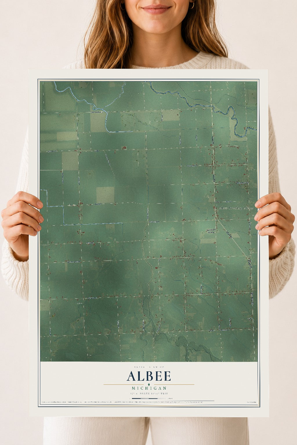 Map of Albee, Michigan, 18 x 24 inch unframed archival matte print