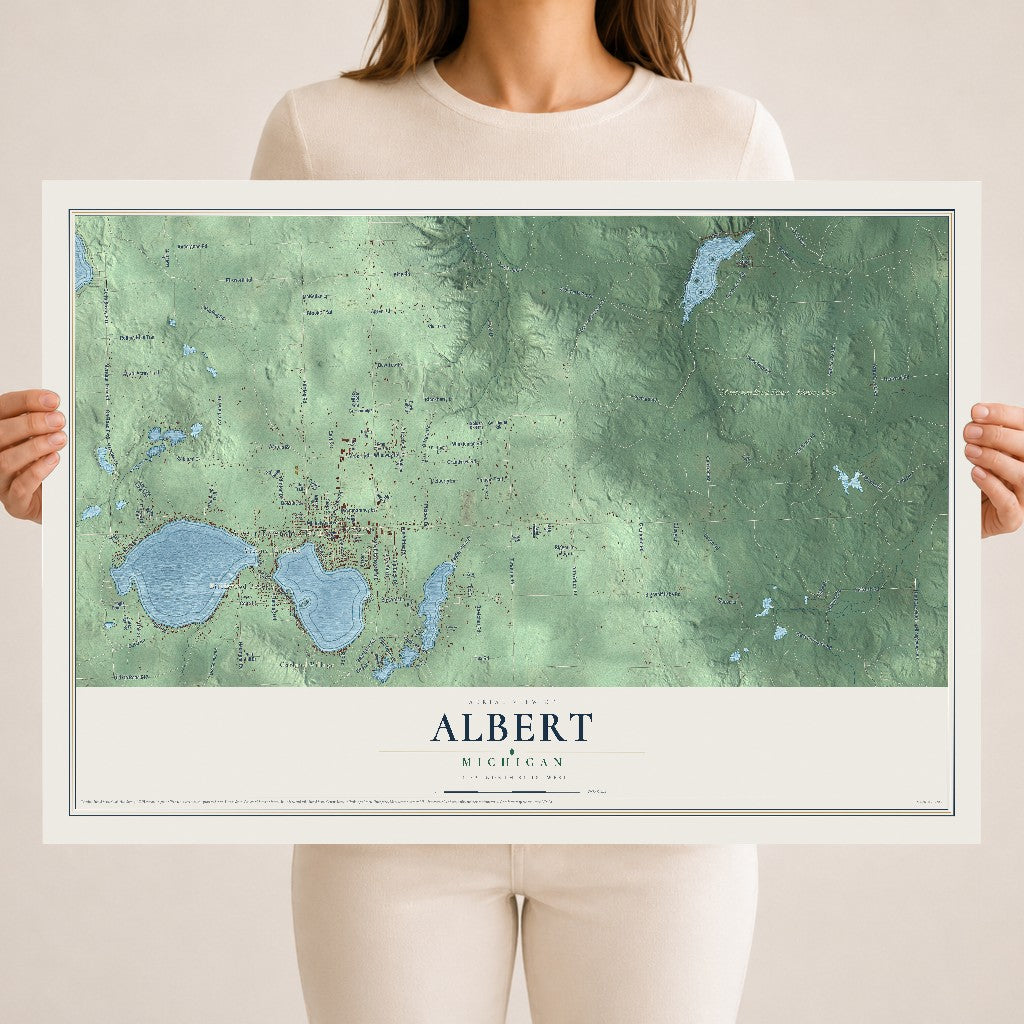 Map of Albert, Michigan, 18 x 24 inch unframed archival matte print