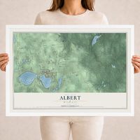 Map of Albert, Michigan, 18 x 24 inch print in a white wood frame