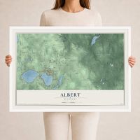 Map of Albert, Michigan, 24 x 36 inch print in a white wood frame