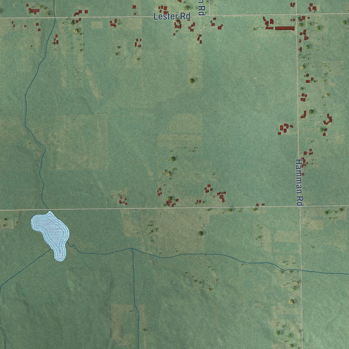 Second close-up of the map of Algansee, Michigan print showing more streets and buildings
