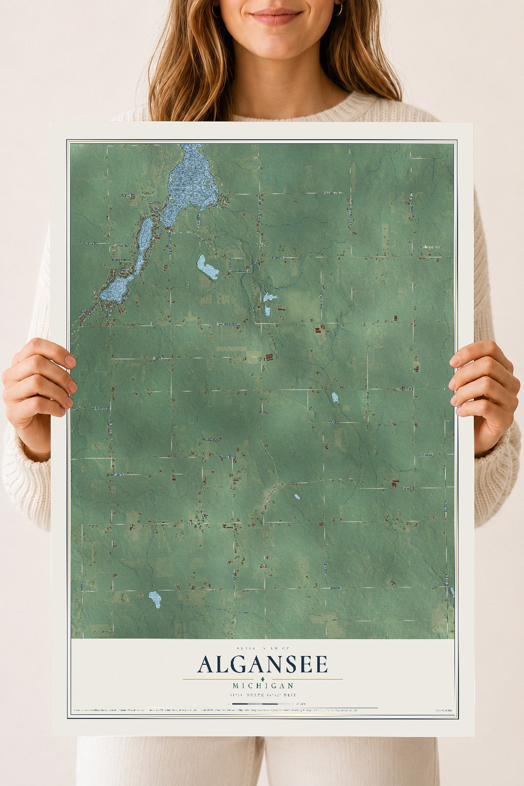Map of Algansee, Michigan, 18 x 24 inch unframed archival matte print