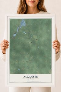 Map of Algansee, Michigan, 18 x 24 inch print in a white wood frame