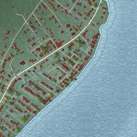 Second close-up of the map of Algonac, Michigan print showing more streets and buildings