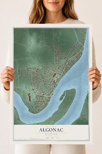 Map of Algonac, Michigan, 18 x 24 inch unframed archival matte print