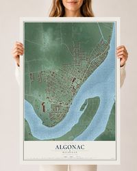 Map of Algonac, Michigan, 24 x 36 inch unframed archival matte print