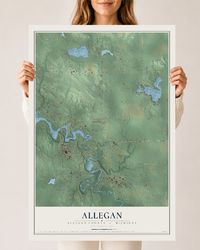 Map of Allegan, Allegan County, Michigan, 24 x 36 inch unframed archival matte print