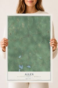 Map of Allen, Hillsdale County, Michigan, 18 x 24 inch unframed archival matte print