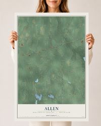 Map of Allen, Hillsdale County, Michigan, 24 x 36 inch unframed archival matte print