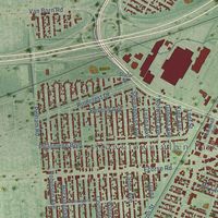 Second close-up of the map of Allen Park, Michigan print showing more streets and buildings