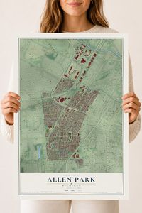 Map of Allen Park, Michigan, 18 x 24 inch unframed archival matte print