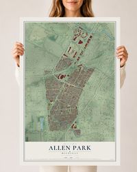 Map of Allen Park, Michigan, 24 x 36 inch unframed archival matte print