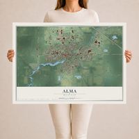Map of Alma, Michigan, 24 x 36 inch unframed archival matte print