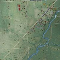 Close-up of the map of Almer, Michigan print showing street and building detail