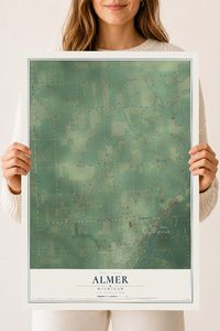 Map of Almer, Michigan, 18 x 24 inch unframed archival matte print