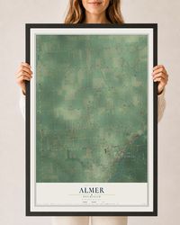 Map of Almer, Michigan, 24 x 36 inch print in a black wood frame
