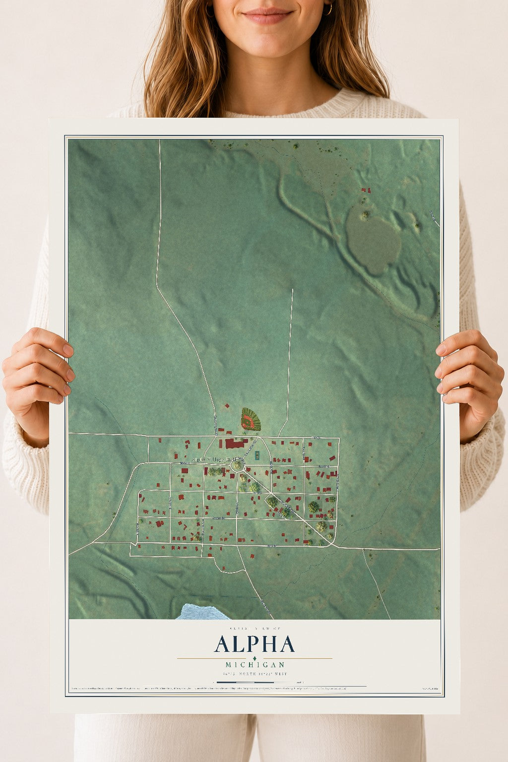 Map of Alpha, Michigan, 18 x 24 inch unframed archival matte print