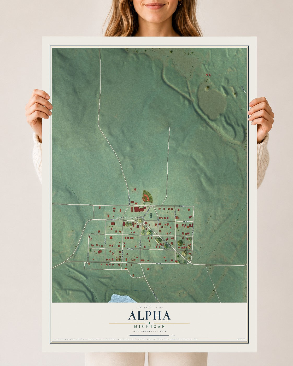 Map of Alpha, Michigan, 24 x 36 inch unframed archival matte print