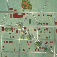 Close-up of the map of Alpha, Michigan print showing street and building detail