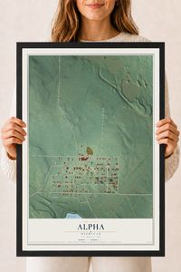 Map of Alpha, Michigan, 18 x 24 inch print in a black wood frame