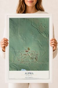 Map of Alpha, Michigan, 18 x 24 inch print in a white wood frame