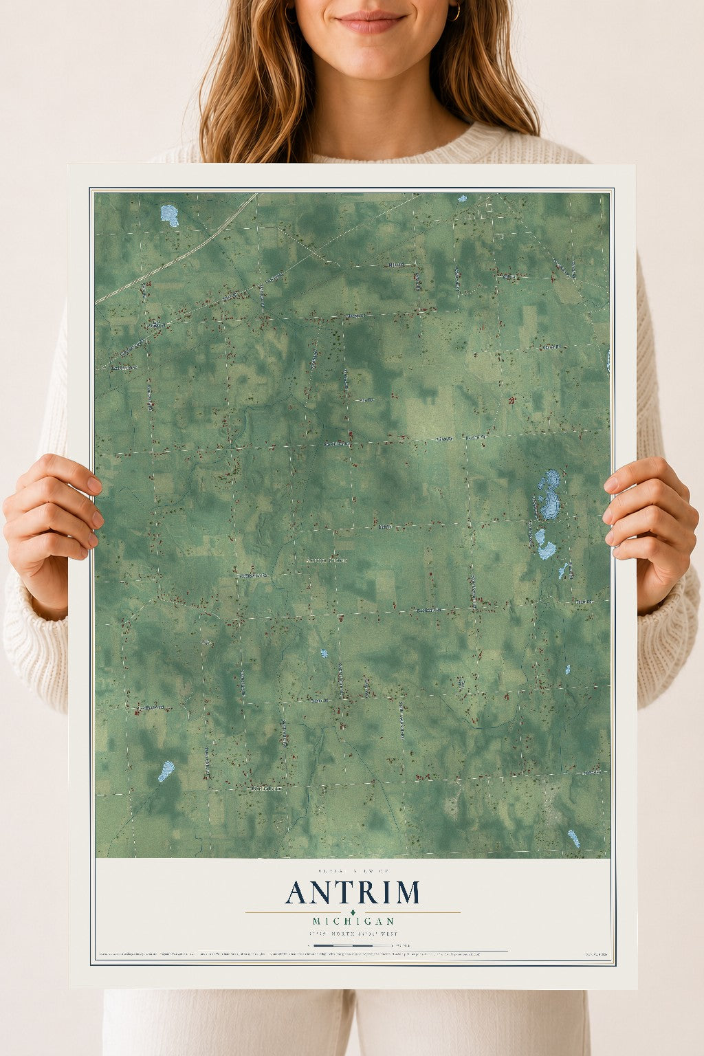 Map of Antrim, Michigan, 18 x 24 inch unframed archival matte print