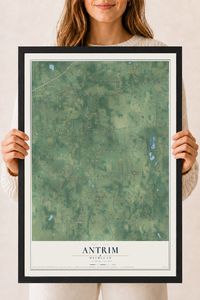 Map of Antrim, Michigan, 18 x 24 inch print in a black wood frame