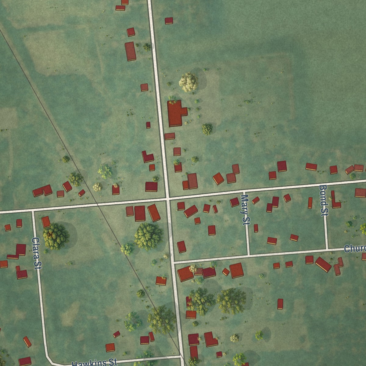Close-up of the map of Applegate, Michigan print showing street and building detail