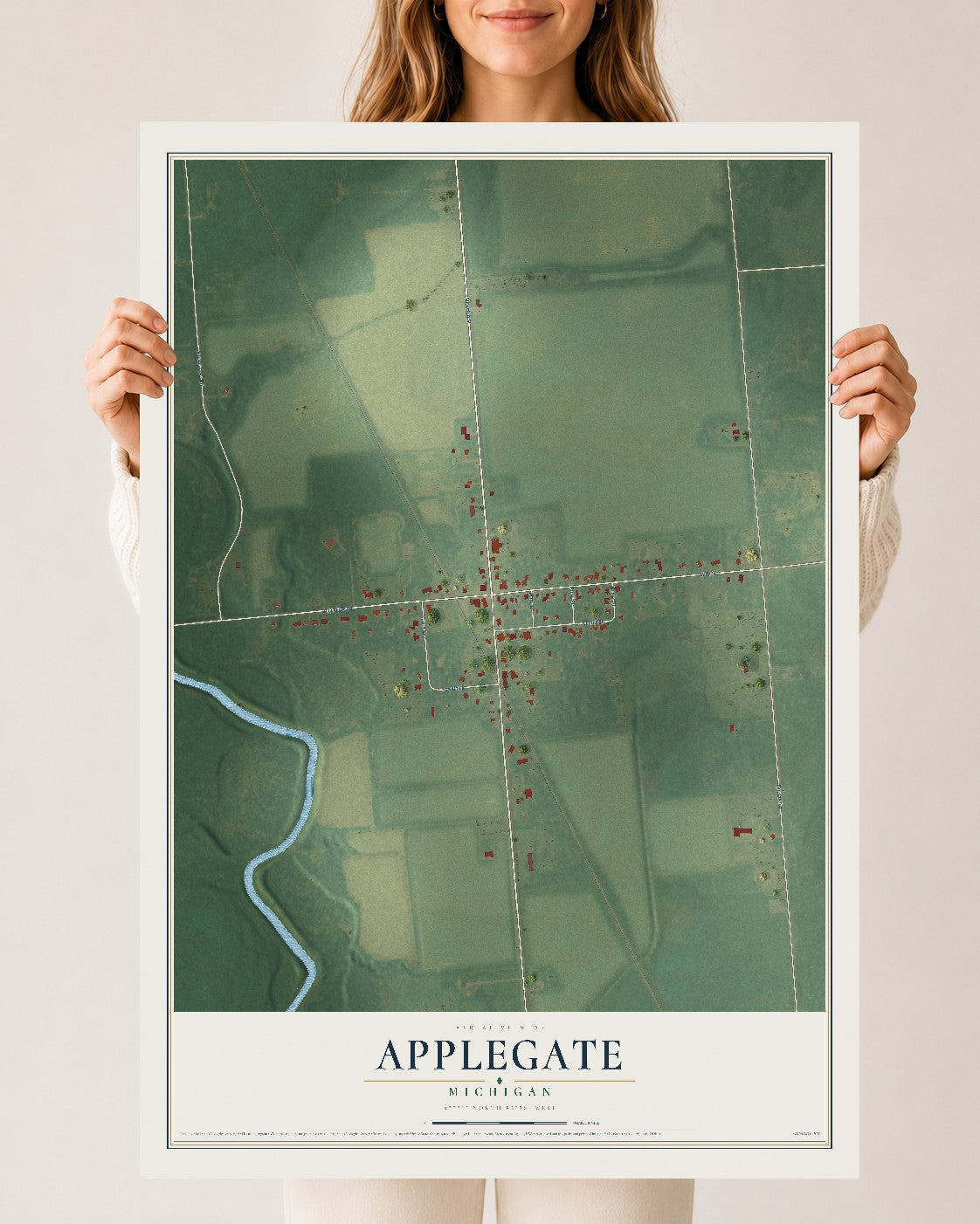 Map of Applegate, Michigan, 24 x 36 inch unframed archival matte print
