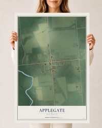 Map of Applegate, Michigan, 24 x 36 inch unframed archival matte print