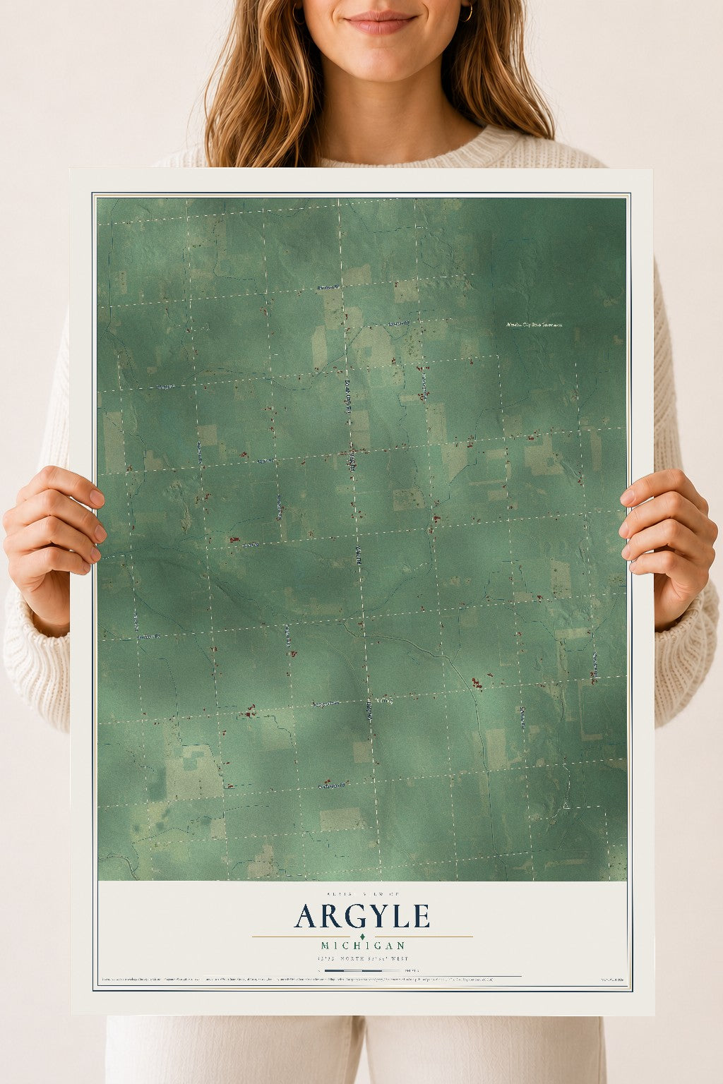 Map of Argyle, Michigan, 18 x 24 inch unframed archival matte print