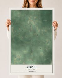 Map of Argyle, Michigan, 24 x 36 inch unframed archival matte print