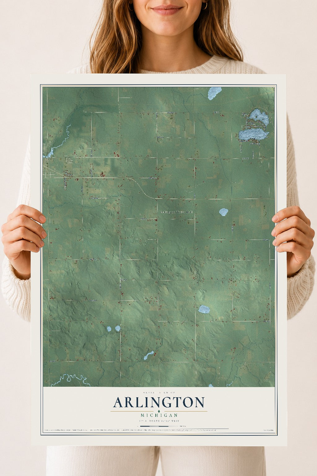 Map of Arlington, Michigan, 18 x 24 inch unframed archival matte print