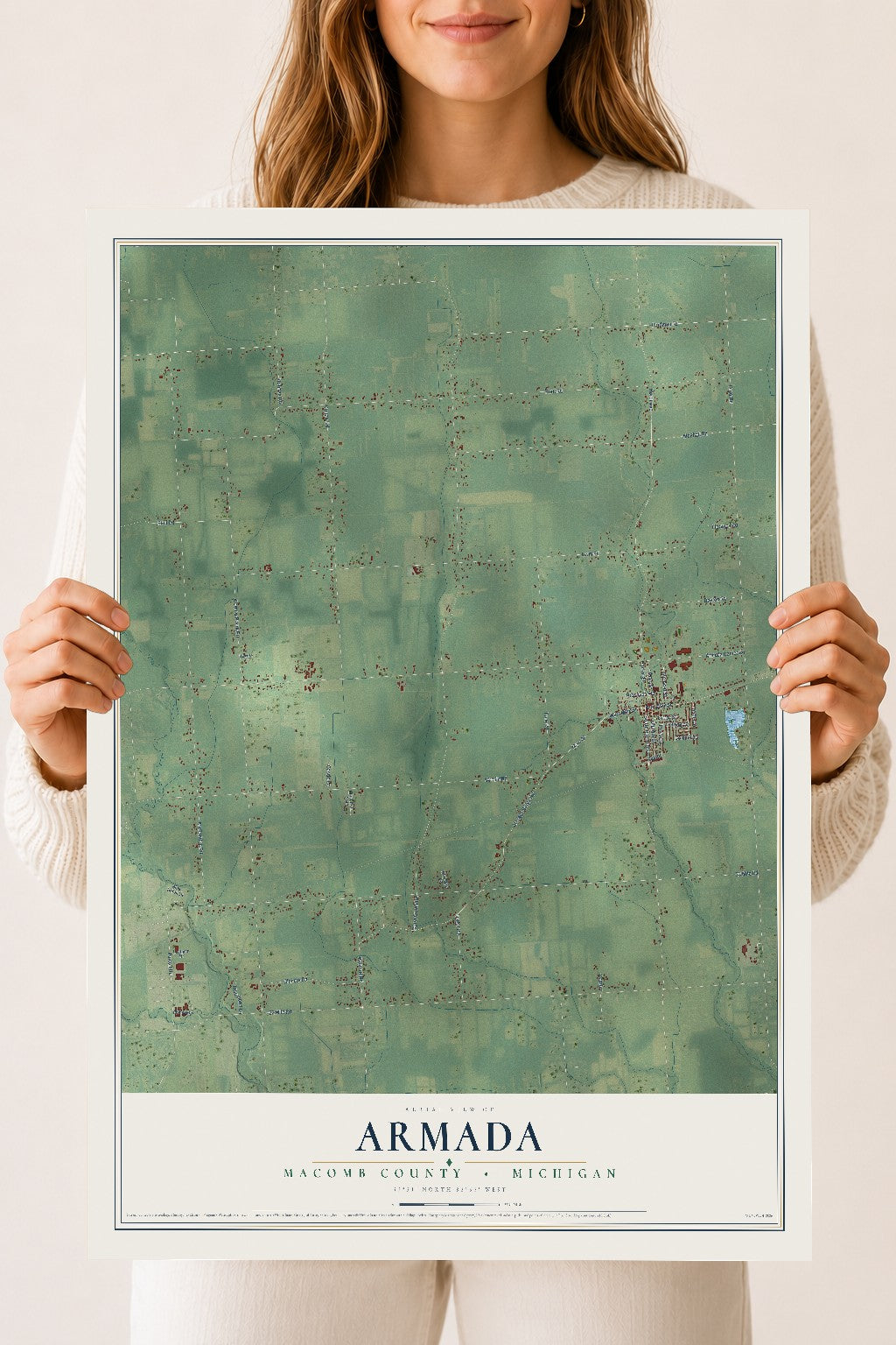 Map of Armada, Macomb County, Michigan, 18 x 24 inch unframed archival matte print