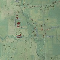 Second close-up of the map of Armada, Macomb County, Michigan print showing more streets and buildings