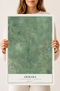 Map of Armada, Macomb County, Michigan, 18 x 24 inch unframed archival matte print