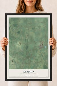 Map of Armada, Macomb County, Michigan, 18 x 24 inch print in a black wood frame