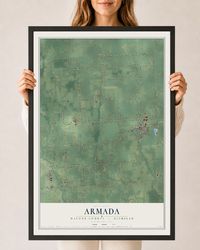 Map of Armada, Macomb County, Michigan, 24 x 36 inch print in a black wood frame