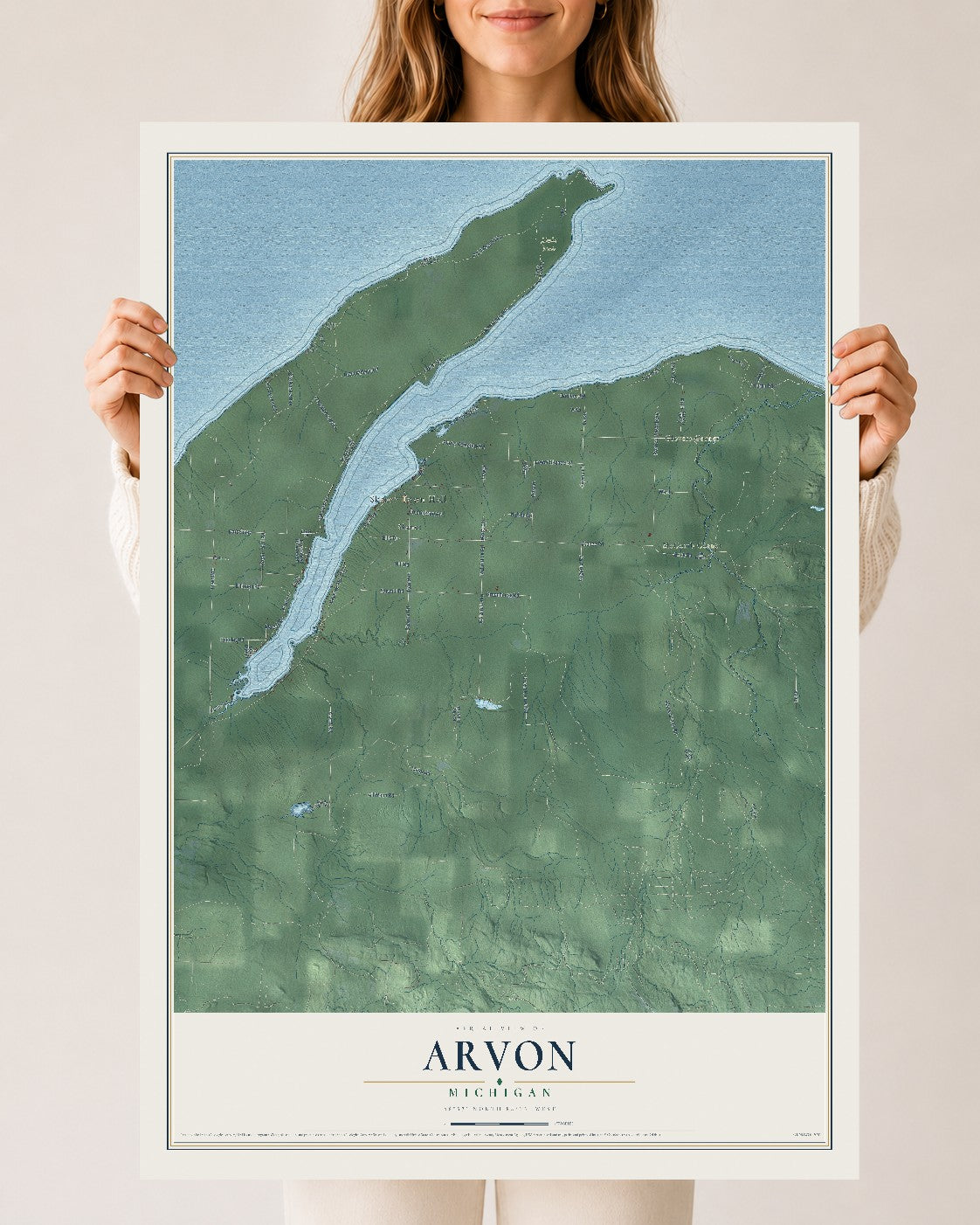 Map of Arvon, Michigan, 24 x 36 inch unframed archival matte print