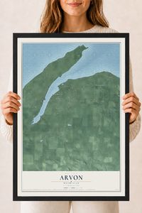 Map of Arvon, Michigan, 18 x 24 inch print in a black wood frame