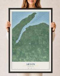 Map of Arvon, Michigan, 24 x 36 inch print in a black wood frame