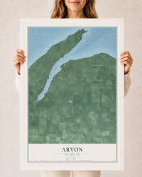 Map of Arvon, Michigan, 24 x 36 inch print in a white wood frame