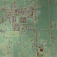 Close-up of the map of Ash, Michigan print showing street and building detail