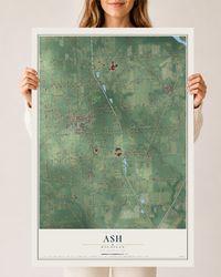 Map of Ash, Michigan, 24 x 36 inch unframed archival matte print