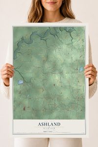 Map of Ashland, Michigan, 18 x 24 inch unframed archival matte print