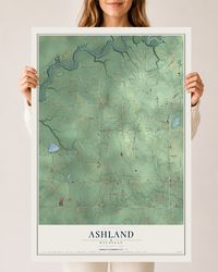Map of Ashland, Michigan, 24 x 36 inch unframed archival matte print