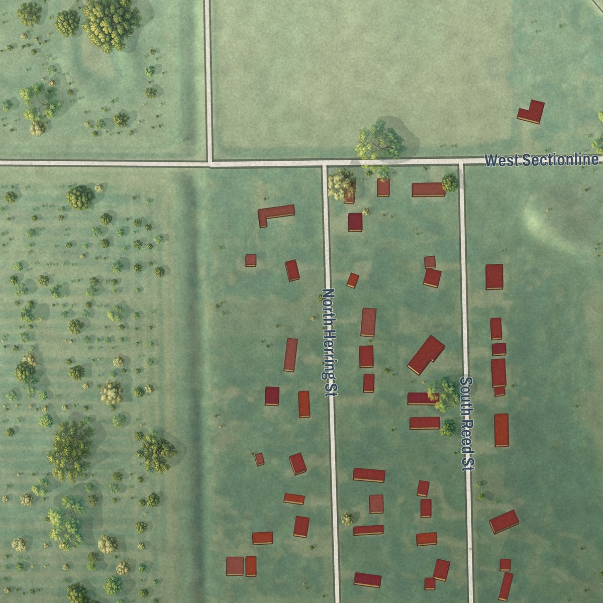 Second close-up of the map of Ashley, Michigan print showing more streets and buildings