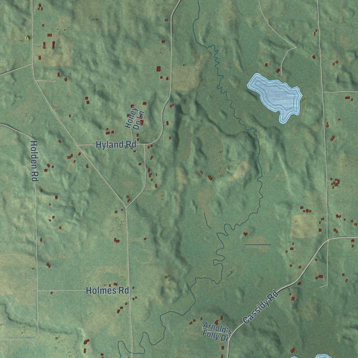 Second close-up of the map of Assyria, Michigan print showing more streets and buildings